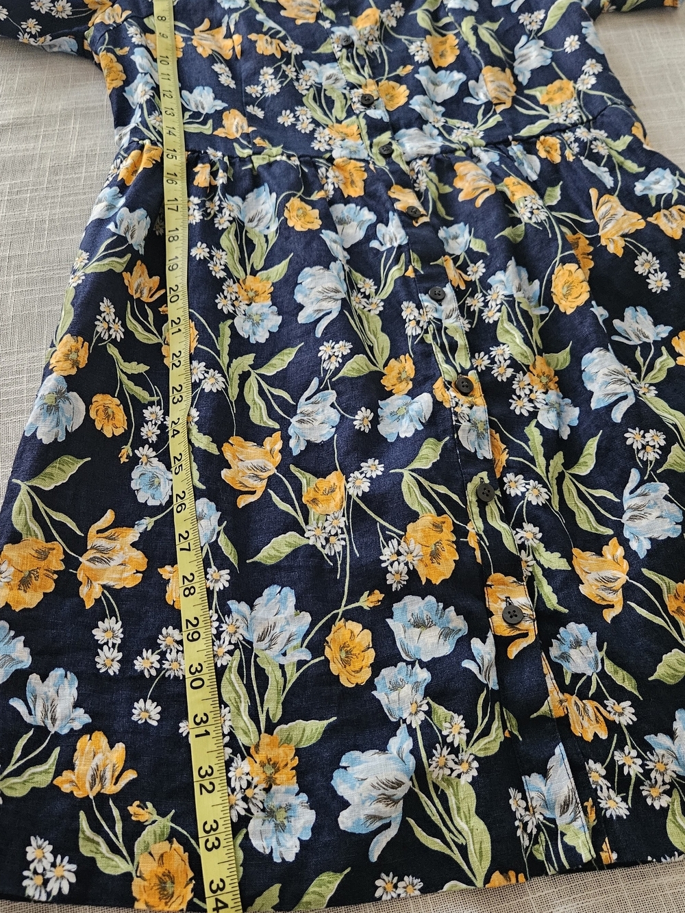 Draper James Floral Linen Square Neck Dress with Pockets Size 6 - Picture 15 of 16
